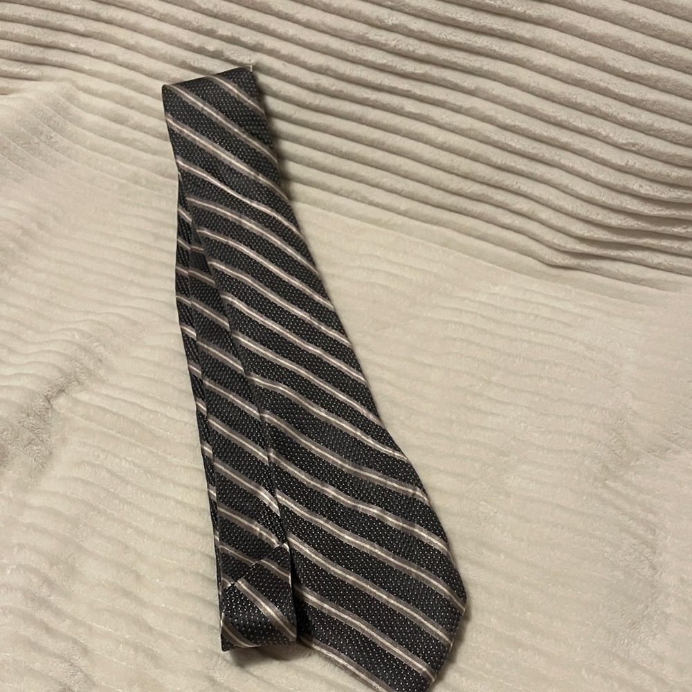 Classic Black and White Striped Tie